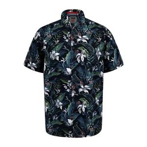 Duke Mens Corden D555 Hawaiian Kingsize Short-Sleeved Resort Shirt / Blue